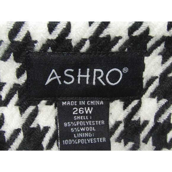 Ashro Houndstooth Peplum Jacket Women’s 26W Black White Embroidered Swing Coat - Picture 9 of 10